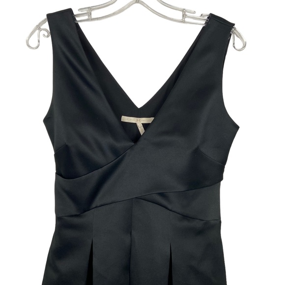 Halston Heritage Little Black Dress Satin Full Skirt w/Pockets Size 4 Cocktail - Picture 3 of 8